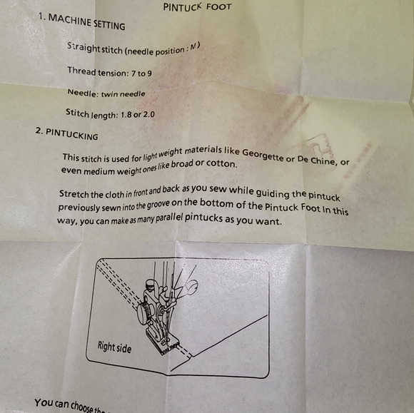Janome pintuck foot - Picture 3 of 3